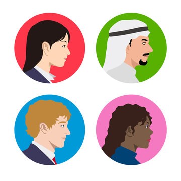 various races people profile icon, avatar, vector illustration