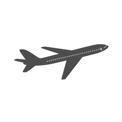 Airplane icon, flying airplane contour isolated on white