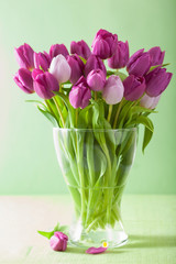 beautiful purple tulip flowers bouquet in vase