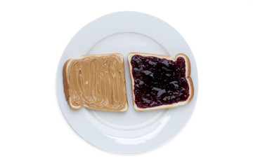 peanut and strawberry jam sandwich