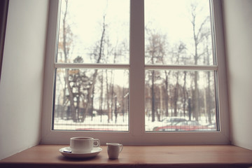 morning coffee on the window