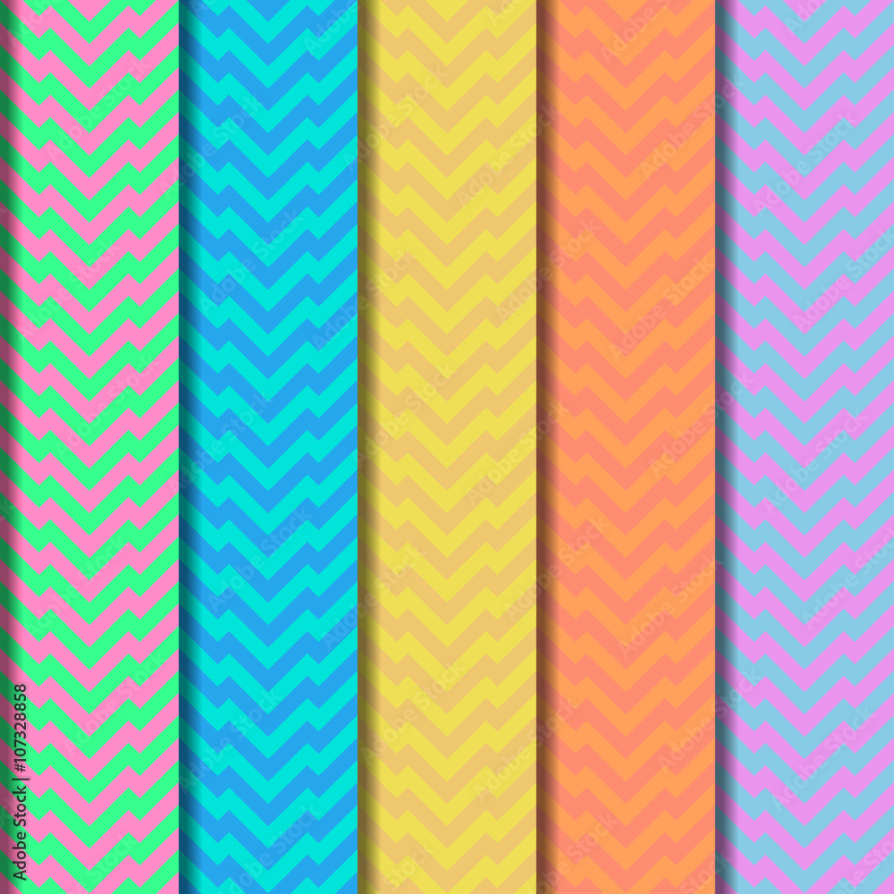 Fototapete set of color striped patterns, seamless vector backgrounds for your design