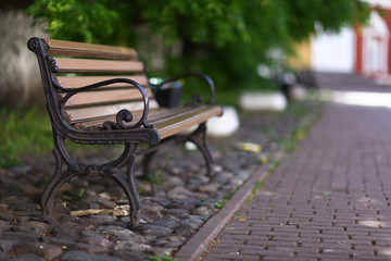 outdoor bench in city