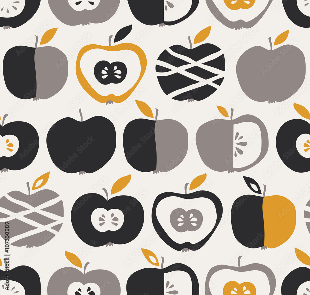Poster seamless pattern with apples