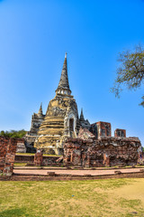Ancient wall of Wat Phra Sri Sanphet the world heritage site in ayutthaya, Thailand