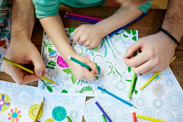 Coloring with crayons
