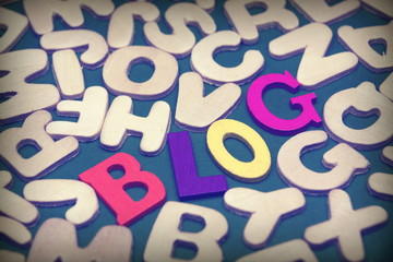 Colored Blog Sign On Green Background With Different Letters