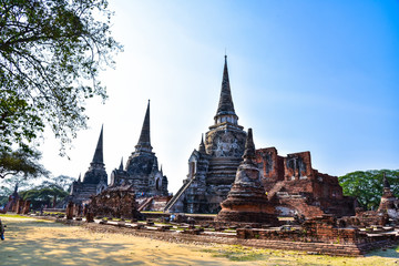 Fototapeta premium Ancient wall of Wat Phra Sri Sanphet the world heritage site in ayutthaya, Thailand