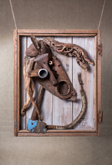 Portrait Of Singing Man Made Of Trash