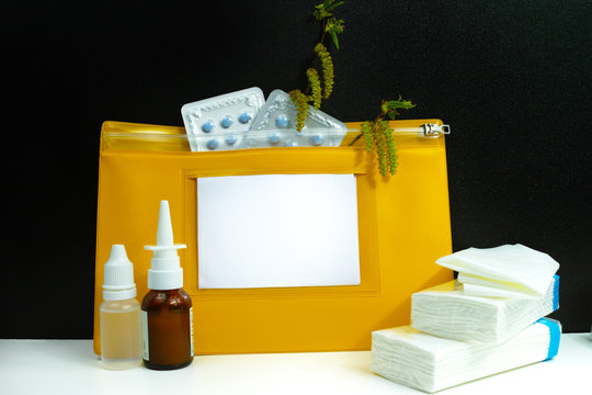 Allergy relief concept, seasonal pollen allergy, medication and