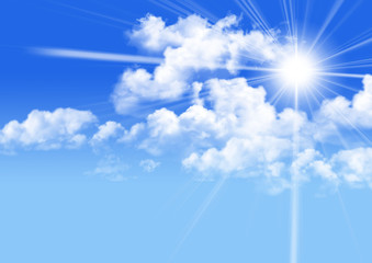Fototapeta na wymiar blue sky with clouds and sun