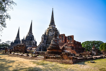 Ancient wall of Wat Phra Sri Sanphet the world heritage site in ayutthaya, Thailand