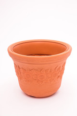 Empty plant pot isolated on white background.