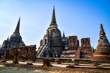 Fototapeta premium Ancient wall of Wat Phra Sri Sanphet the world heritage site in ayutthaya, Thailand