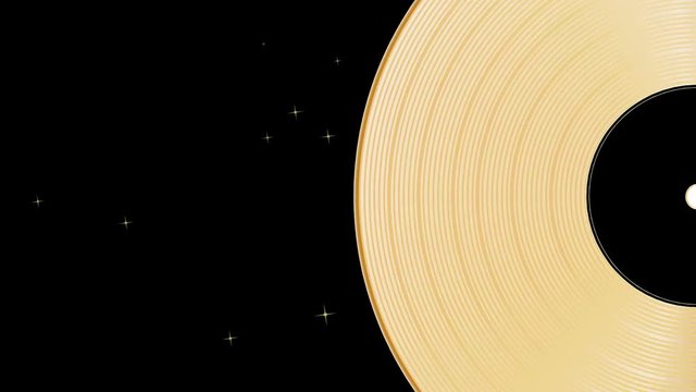 Golden disc. Halb golden disc rotation with golden stars. Looping
