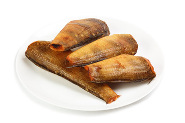 Smoked notothenia on plate