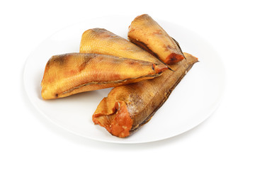 Smoked notothenia on plate