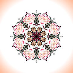 Mandala. Vector ornament in peach colors, round decorative element for your design