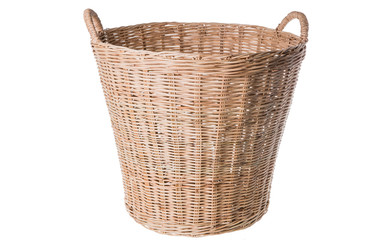 Empty wicker basket isolated on white background