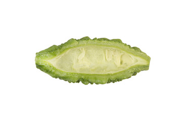 Bitter cucumber or Bitter gourd herb on white background.