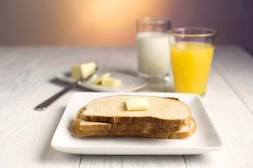 bread, milk, and juice