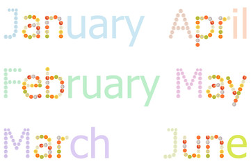 January to June word on white background