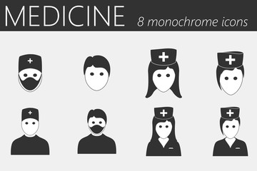 Doctor and Nurses Icons Set