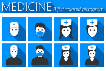 Doctor and Nurses Flat Icons Set
