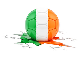 3d rendering of a soccer ball with flag of Ireland, isolated on white