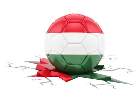 3d rendering of a soccer ball with flag of Hungary, isolated on white