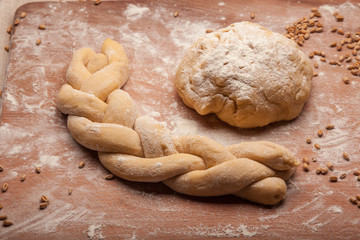 Dough braid on flour