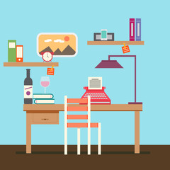 Cute Copywriter workspace vector for your ideas