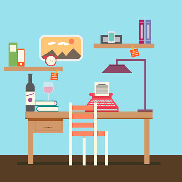 Cute Copywriter workspace vector for your ideas