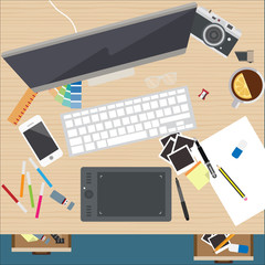 Realistic Designer workspace vector for your ideas
