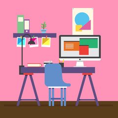Cute Illustrator workspace vector for your ideas