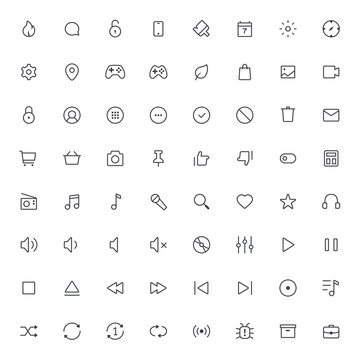 Outline vector icons for web and mobile.Thin Stroke Icons, 2 pixel stroke & 48x48 resolution
