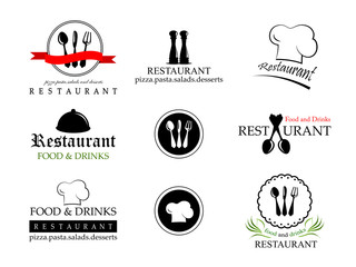Restaurant Labels Set-Isolated On White Background-Vector Illustration,Graphic Design.Collection Of Restaurant, Bistro And Bar Icons