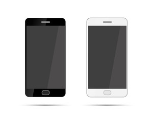 Mobile smartphones mock-up in black and white colors