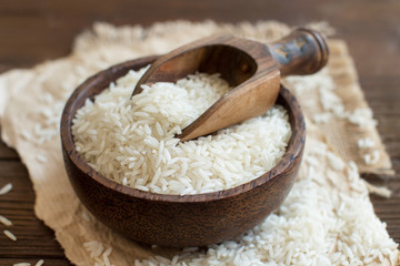  Basmati rice in a bowl with a spoon