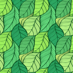 
seamless background of green leaves vector illustration