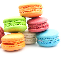 Colorful macaroon on white background