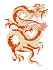 red tribal chinese dragon tattoo vector illustration