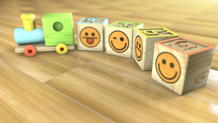 Holz Spielzeug Zug Smileys Emoji