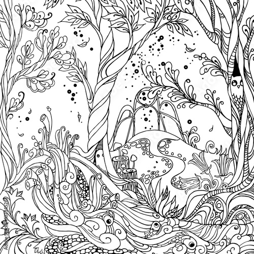 fairy forest adult coloring page vector illustration fairy forest adult coloring page vector illustration