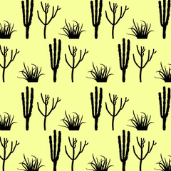 Cactus pattern vintage retro vector background