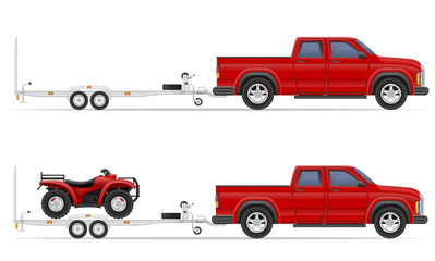 car pickup with trailer vector illustration © kontur-vid