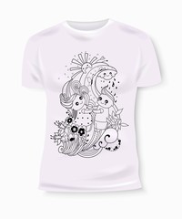 T-shirt print design with hand-drawn boy and girl. T-shirt for children. Cute cartoon characters. Cute graphics for kids. Textile graphic.