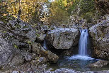 Waterfall in a mountain gorge, Romania