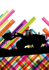 Excavator bulldozer industrial land digging machinery silhouette