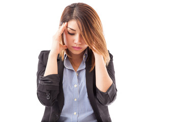 Stressed young businesswoman